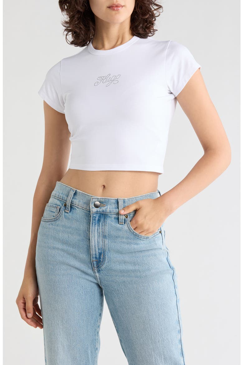 Dome B Logo Graphic Cropped T-Shirt, Main, color, WHITE
