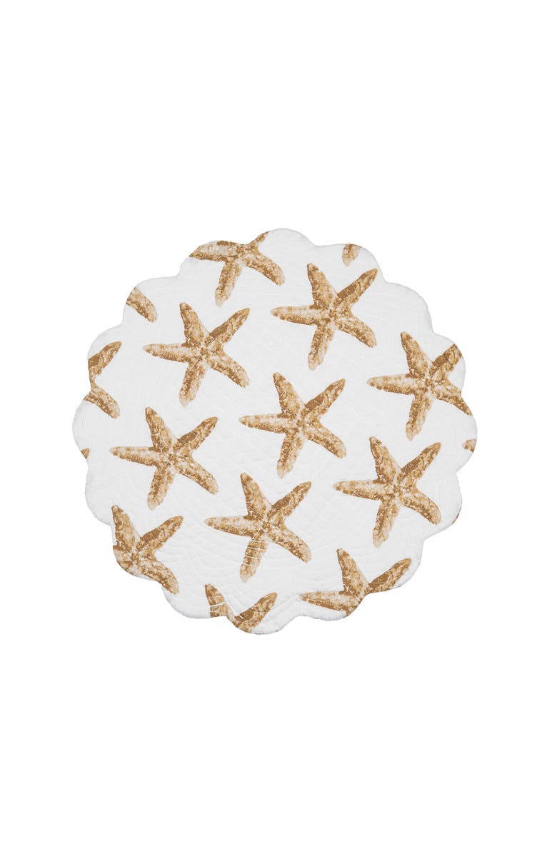 C&F Home Sandbridge Stars Round Placemats Set of 6, 17", Alternate, color, White