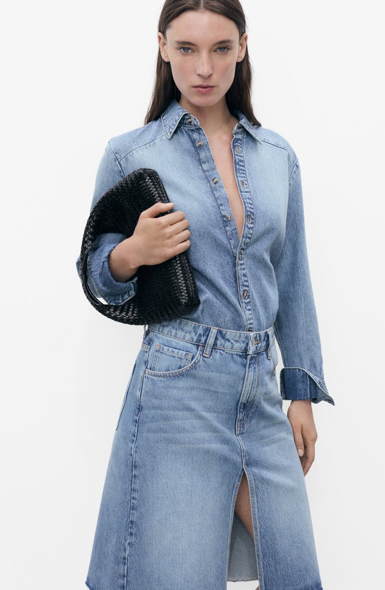 MANGO Denim Midi Skirt, Alternate, color, 