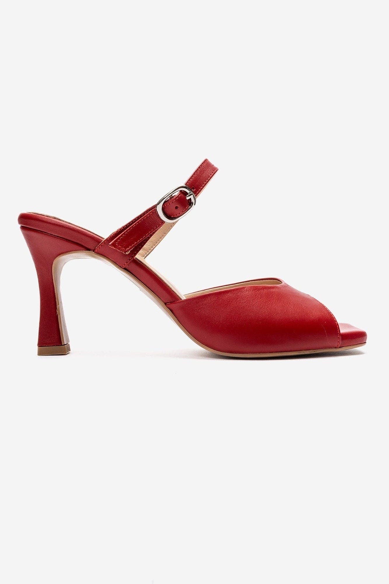 Urael Leather Stiletto Strap Sandal, Alternate, color, Red