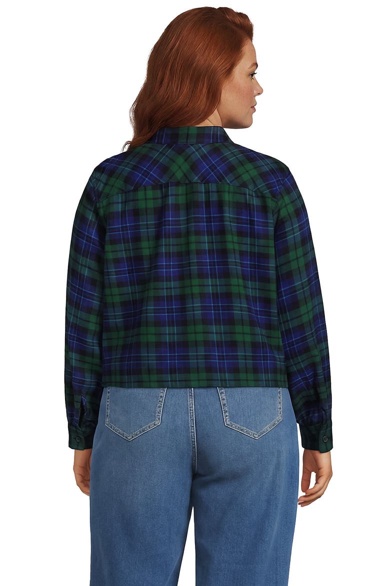 Plus Size Cropped Flannel Shirt, Alternate, color, Liberty Blue/Pine Blackwatch