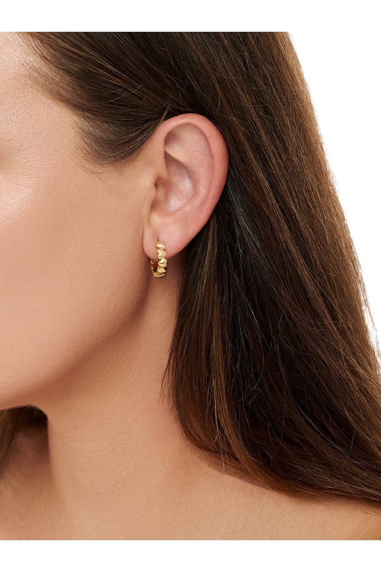 Sweet Heart Hoop Earrings in Gold Plated Sterling Silver, Alternate, color, Yellow Gold