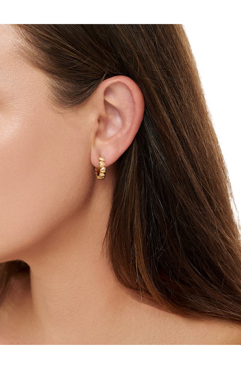 DEVATA Sweet Heart Hoop Earrings in Gold Plated Sterling Silver, Alternate, color, Yellow Gold