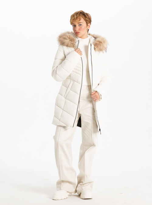 Point Zero Chevron Chic Parka In Bone