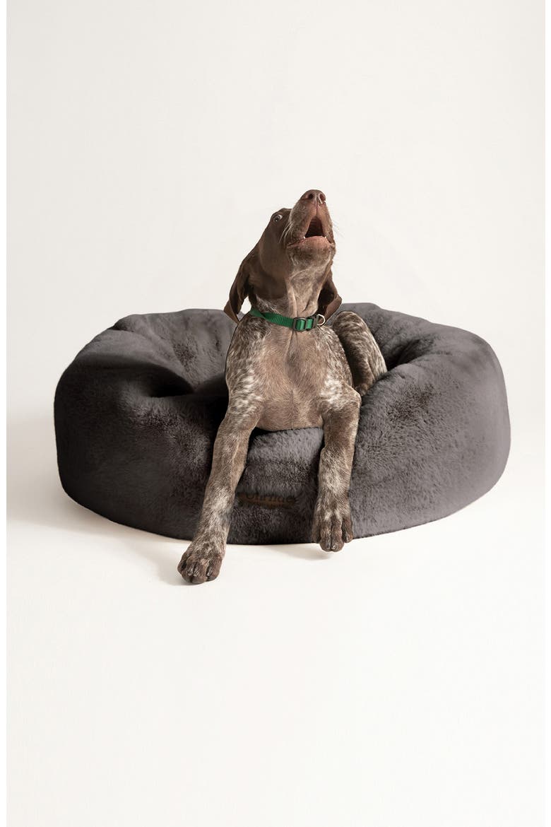 Faux Fur Pet Bed, Alternate, color, CHARCOAL CHARLIE