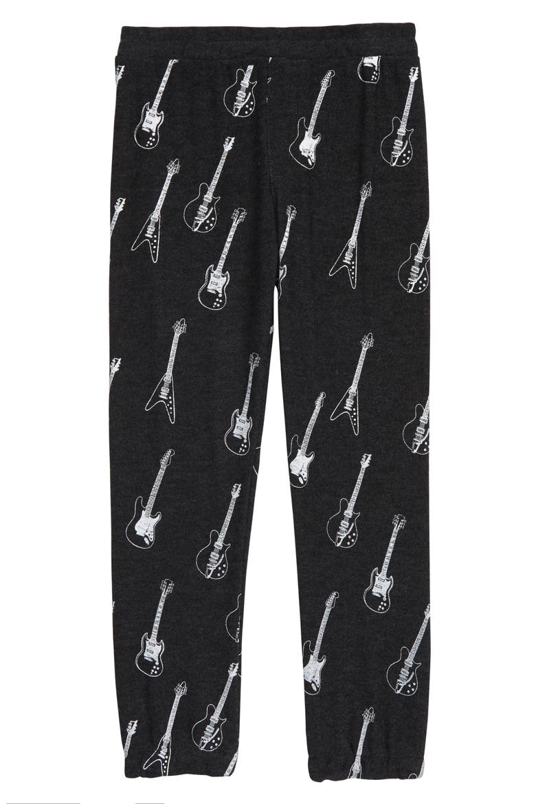 Guitar Sketch Fleece Sweatpants, Main, color, BLACK
