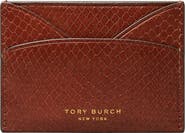 Tory Burch Romy Snake Embossed Leather Card Case