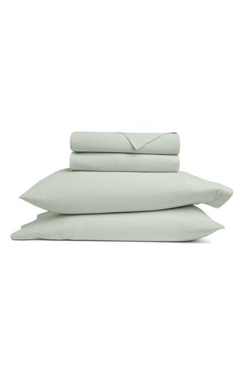 Homespun Solid Cotton Percale Sheet Set In Green