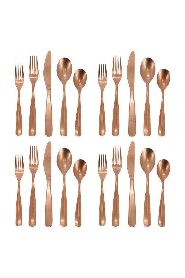 Hulton 20 Piece Stainless Steel Flatware Set, Alternate, color, Metallic Rust/Copper