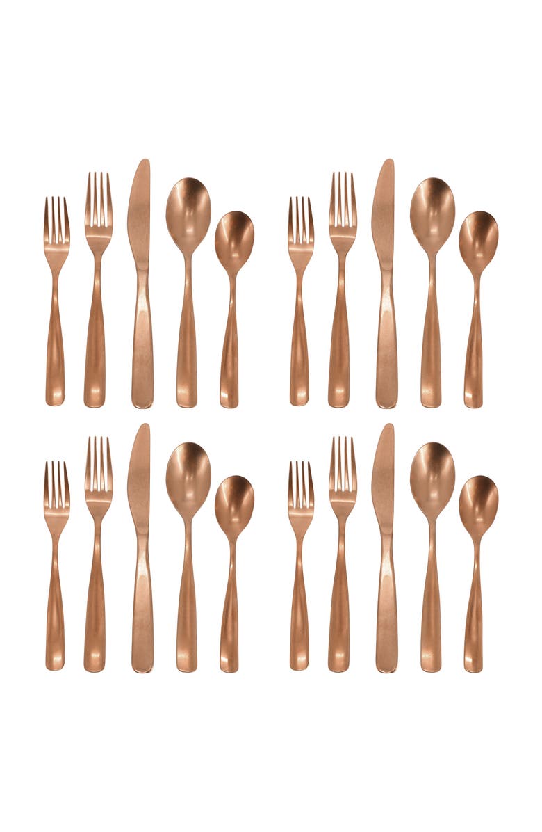 Gibson Home Hulton 20 Piece Stainless Steel Flatware Set, Alternate, color, Metallic Rust/Copper