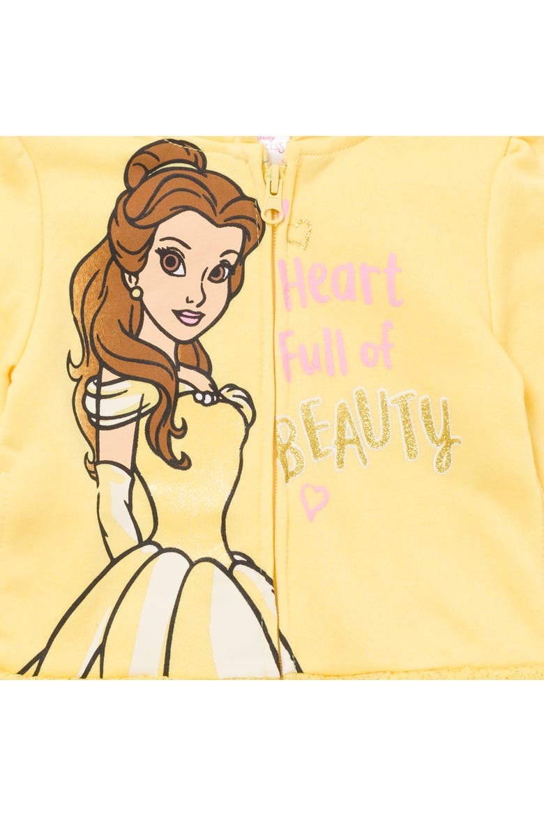 Princess Zip-Up Hooded Sweatshirt, Alternate, color, Belle Yellow