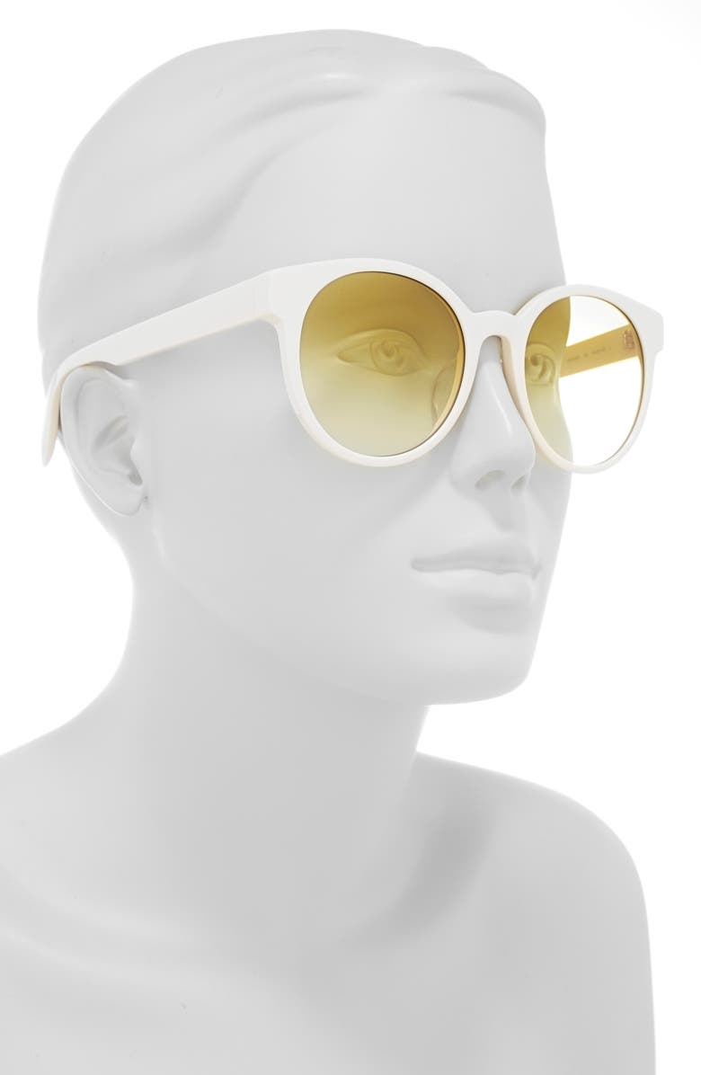 McQueen 55mm Gradient Round Sunglasses, Alternate, color, White White Yellow