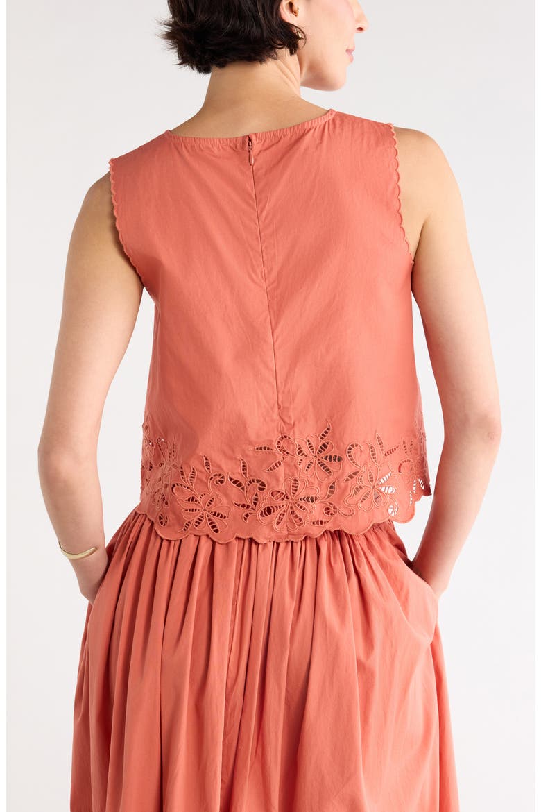 Schiffly Cotton Eyelet Shell, Alternate, color, CORAL APRICOT