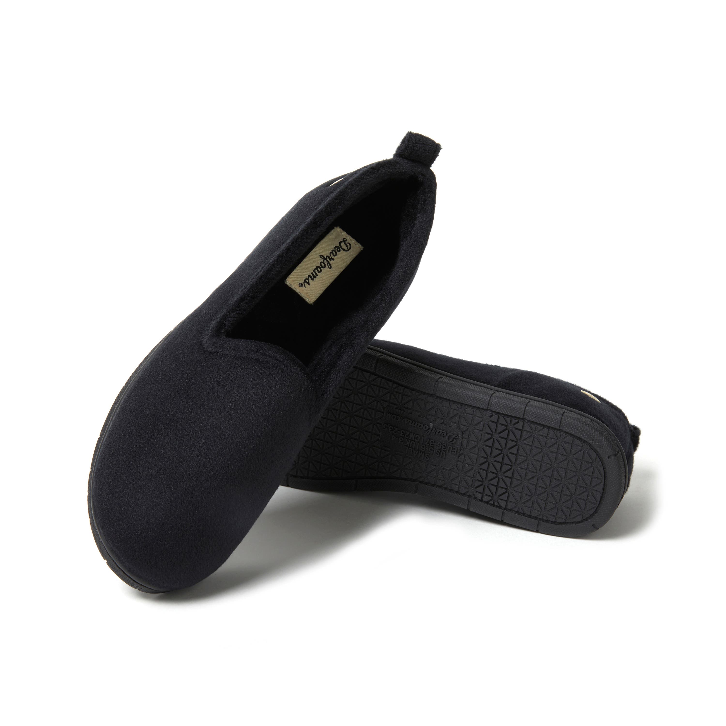 DEARFOAMS Rachel Velour Closed Back Slipper, Alternate, color, Black