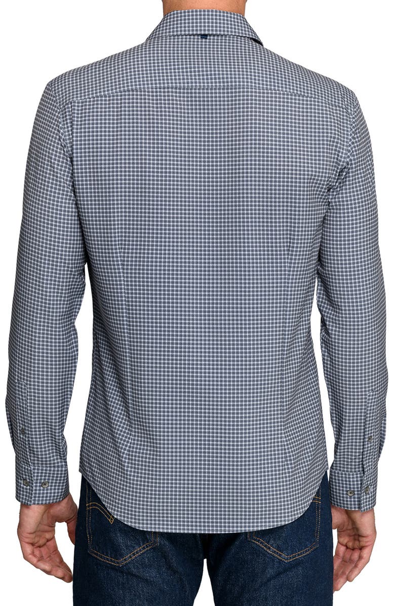 W.R.K Slim Fit Faded Check Performance Button-Up Shirt, Alternate, color, Charcoal