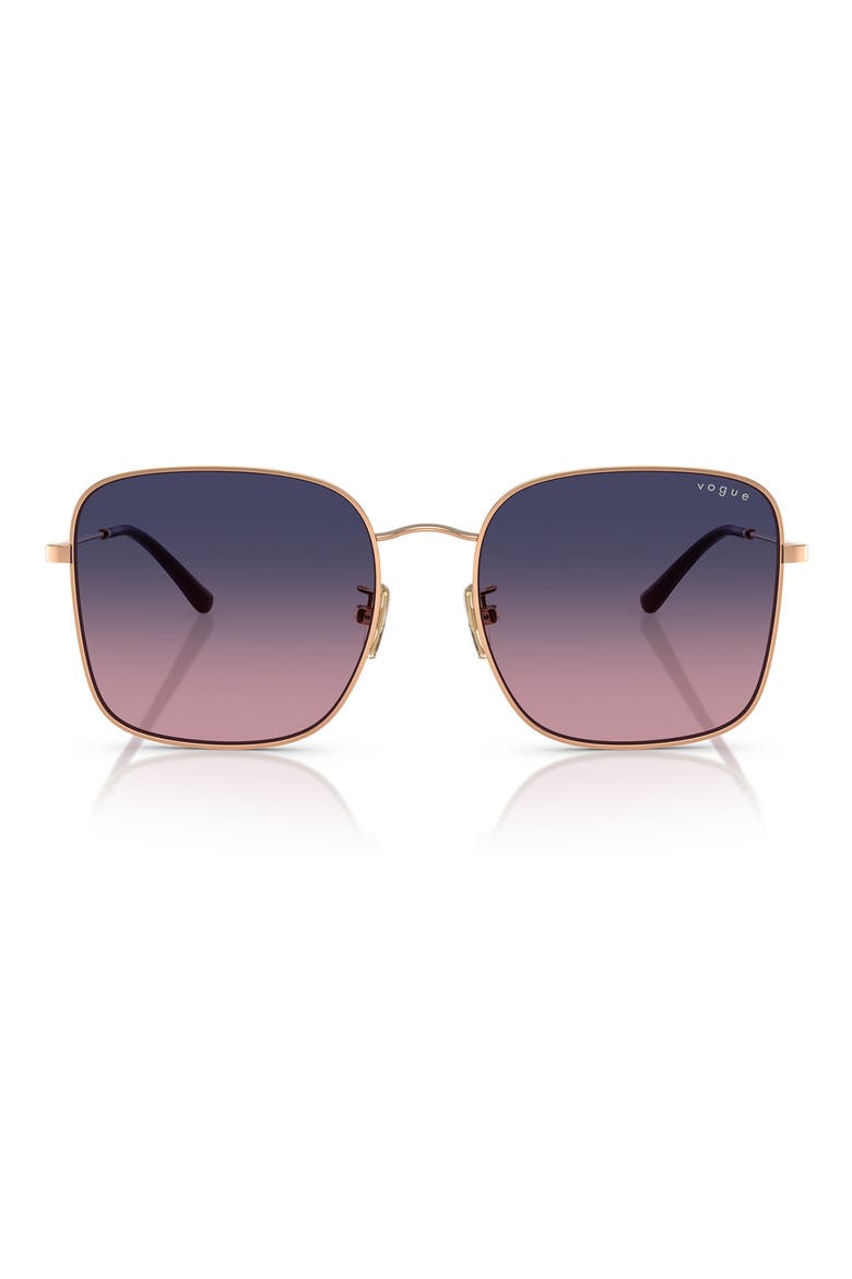 57mm Gradient Square Sunglasses, Main, color, ROSE GOLD