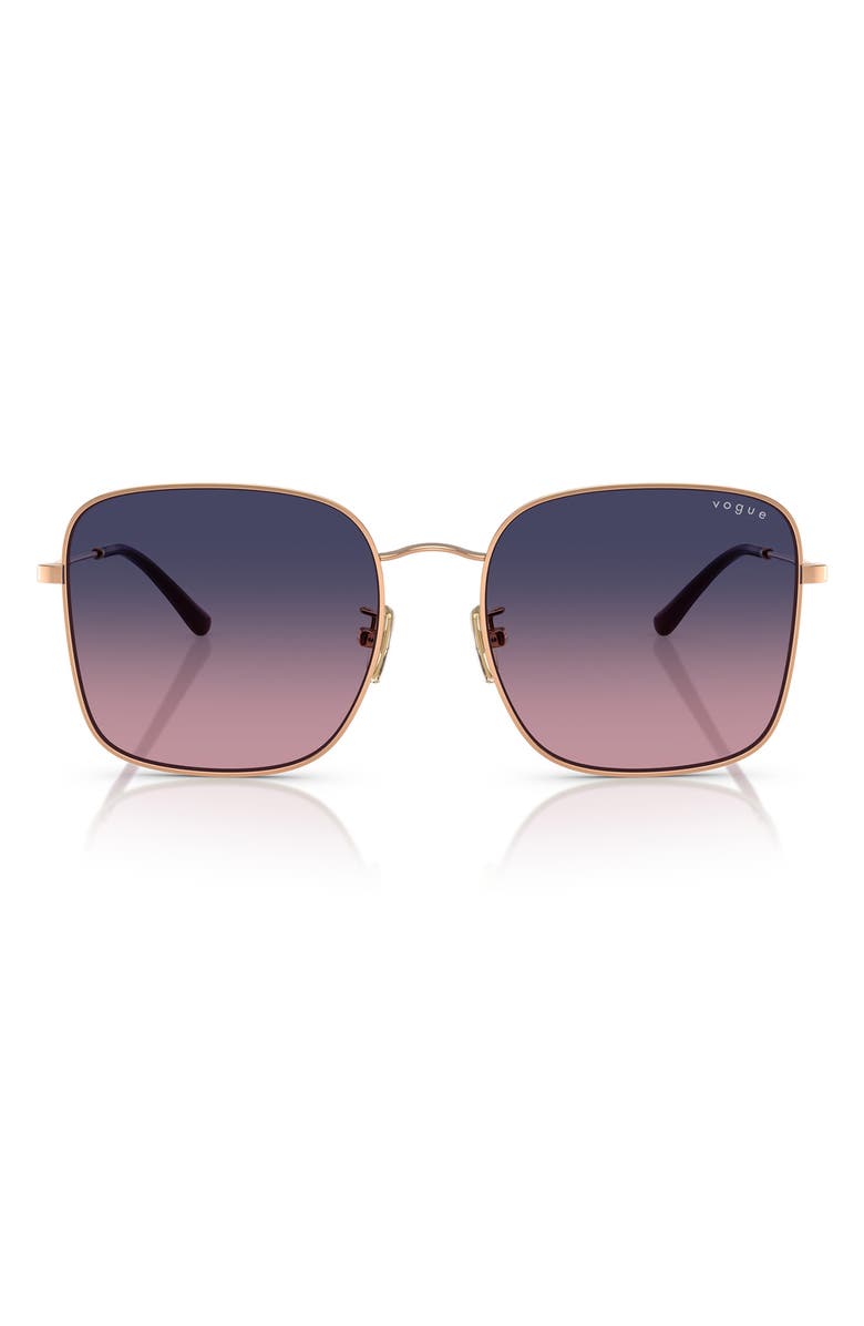 VOGUE 57mm Gradient Square Sunglasses, Main, color, Rose Gold