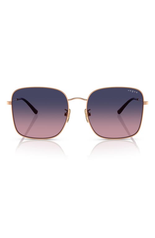 VOGUE 57mm Gradient Square Sunglasses in Rose Gold 