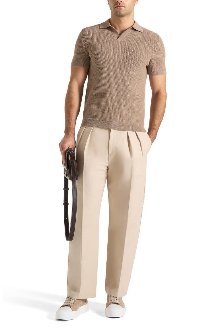 Rowen Textured Knit Revere Polo Shirt, Main, color, Taupe