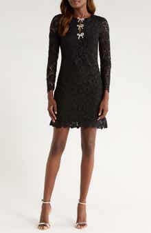 CeCe Bow Trim Lace Sheath Dress