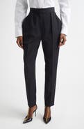 Balmain Tailored High Waist Wool Grain de Poudre Pants