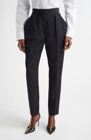 Balmain Tailored High Waist Wool Grain de Poudre Pants