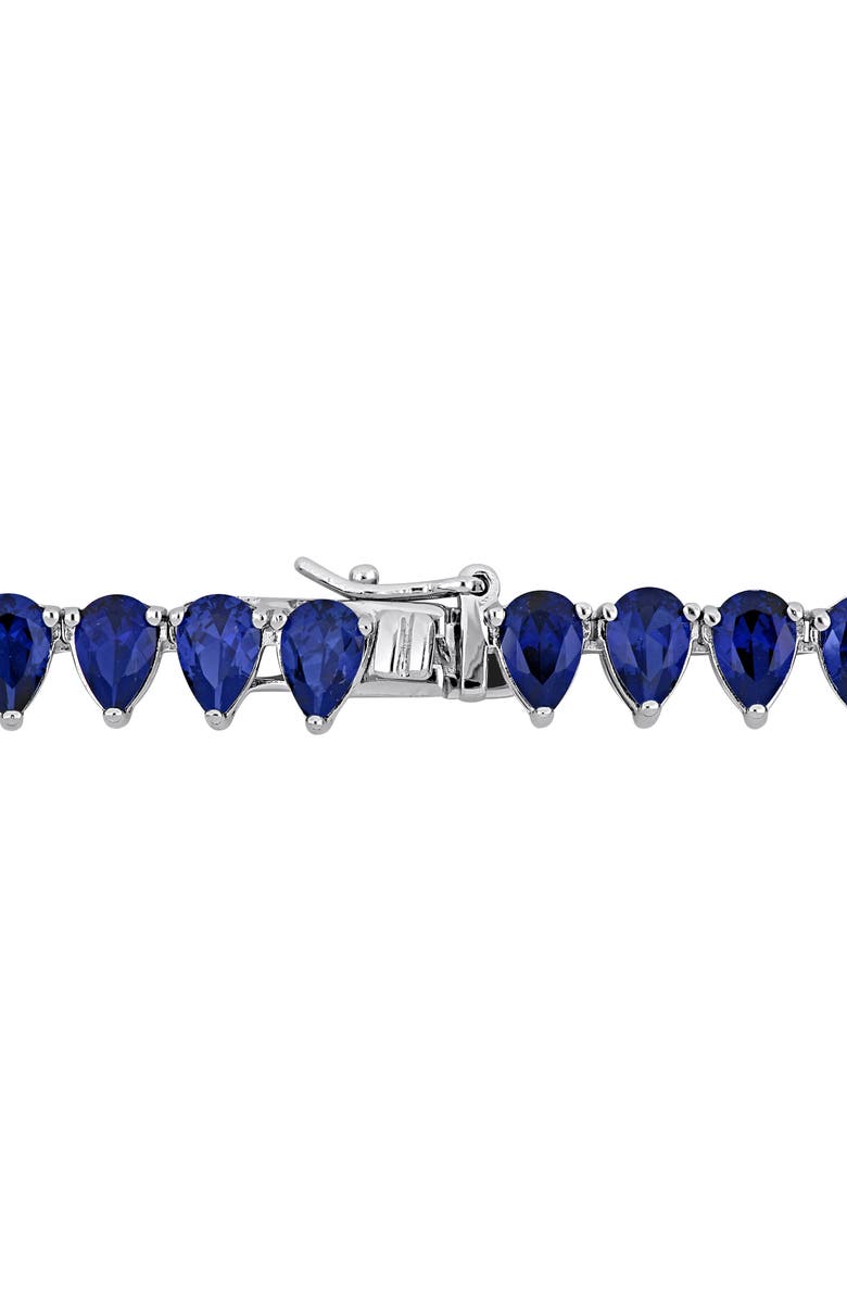 DELMAR Sterling Silver Pear Cut Lab Created Sapphire Tennis Necklace, Alternate, color, 
