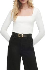 Favorite Daughter The Harvey Fitted Square Neck Rib Sweater