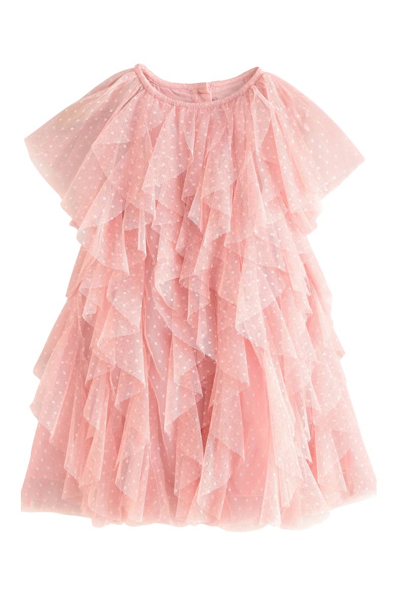 Kids' Ruffle Dot Mesh Party Dress, Main, color, PINK