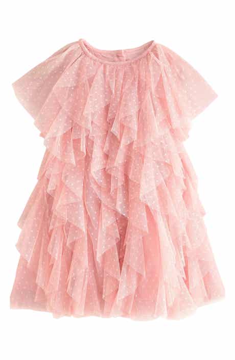 Kids' Ruffle Dot Mesh Party Dress