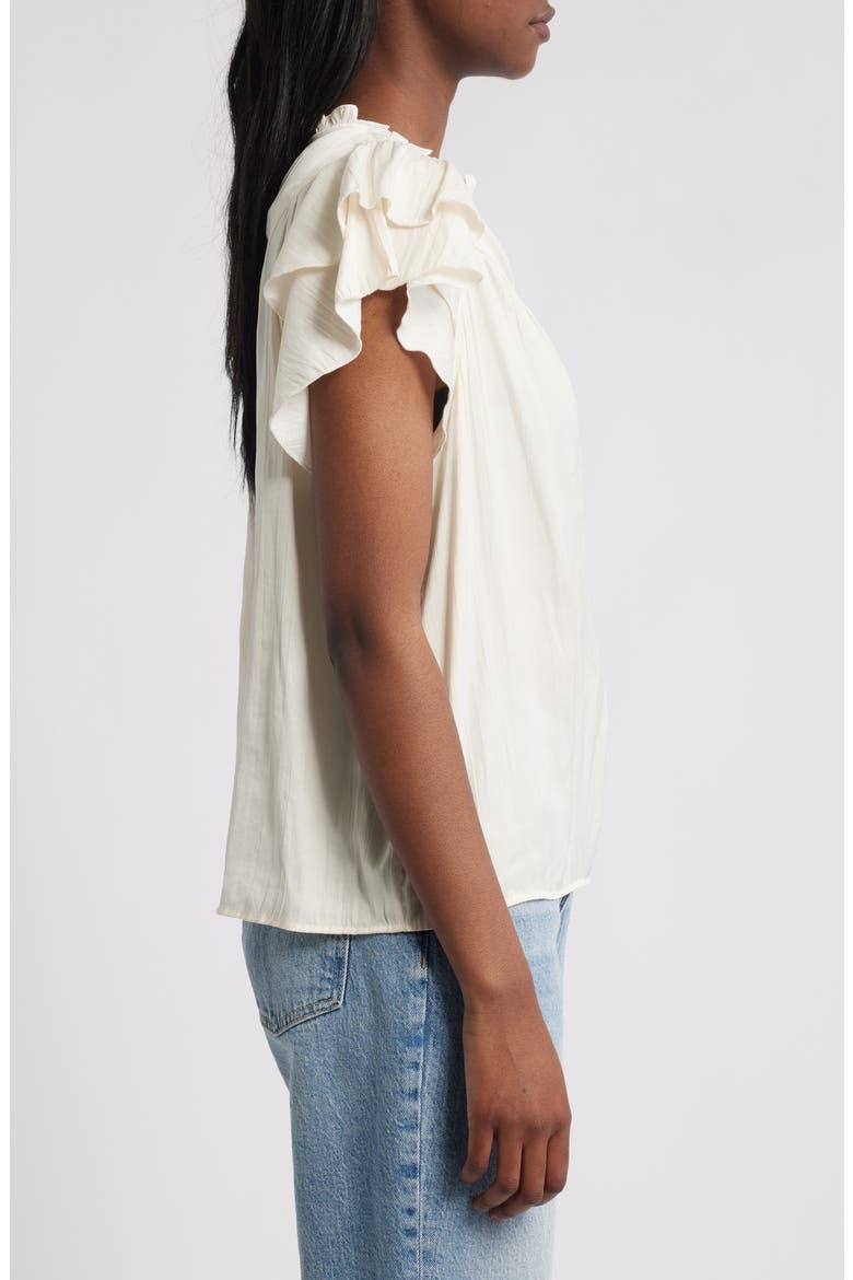 Calista Floral Flutter Sleeve Top, Alternate, color, IVORY