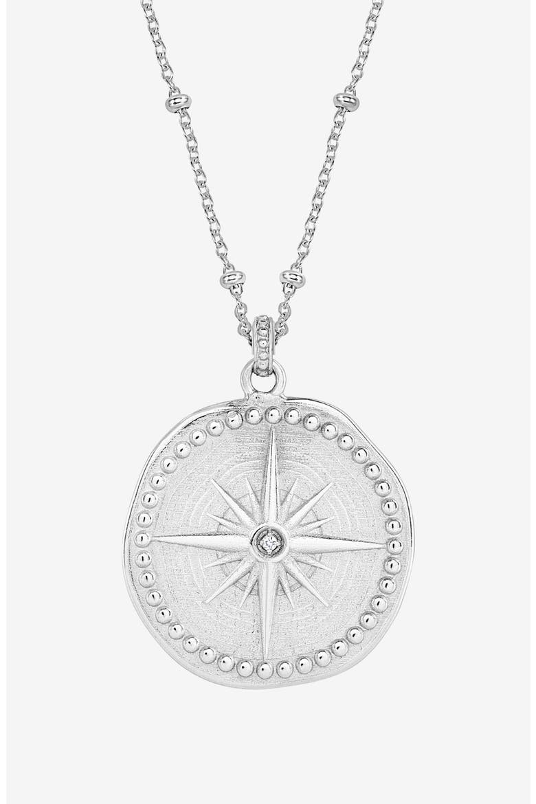 Diamond True North Talisman Necklace, Main, color, Sterling Silver