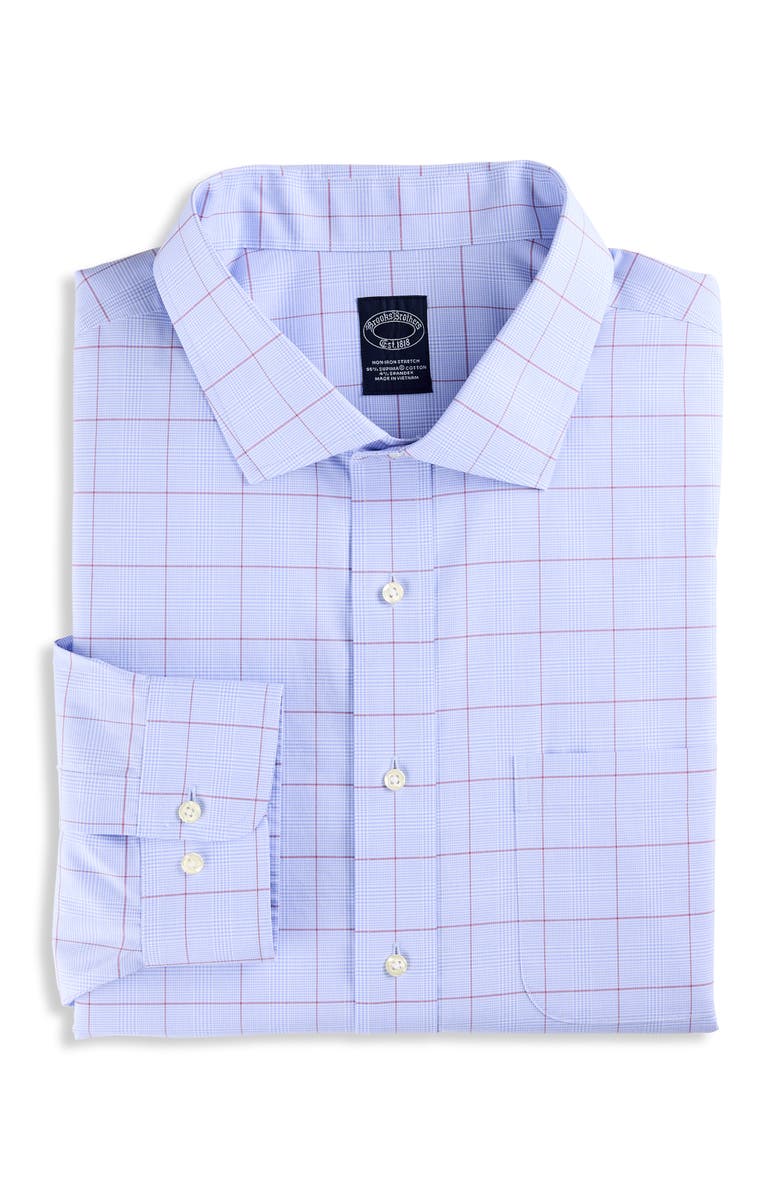 Brooks Brothers Big & Tall Non-Iron Glen Plaid Dress Shirt, Main, color, 