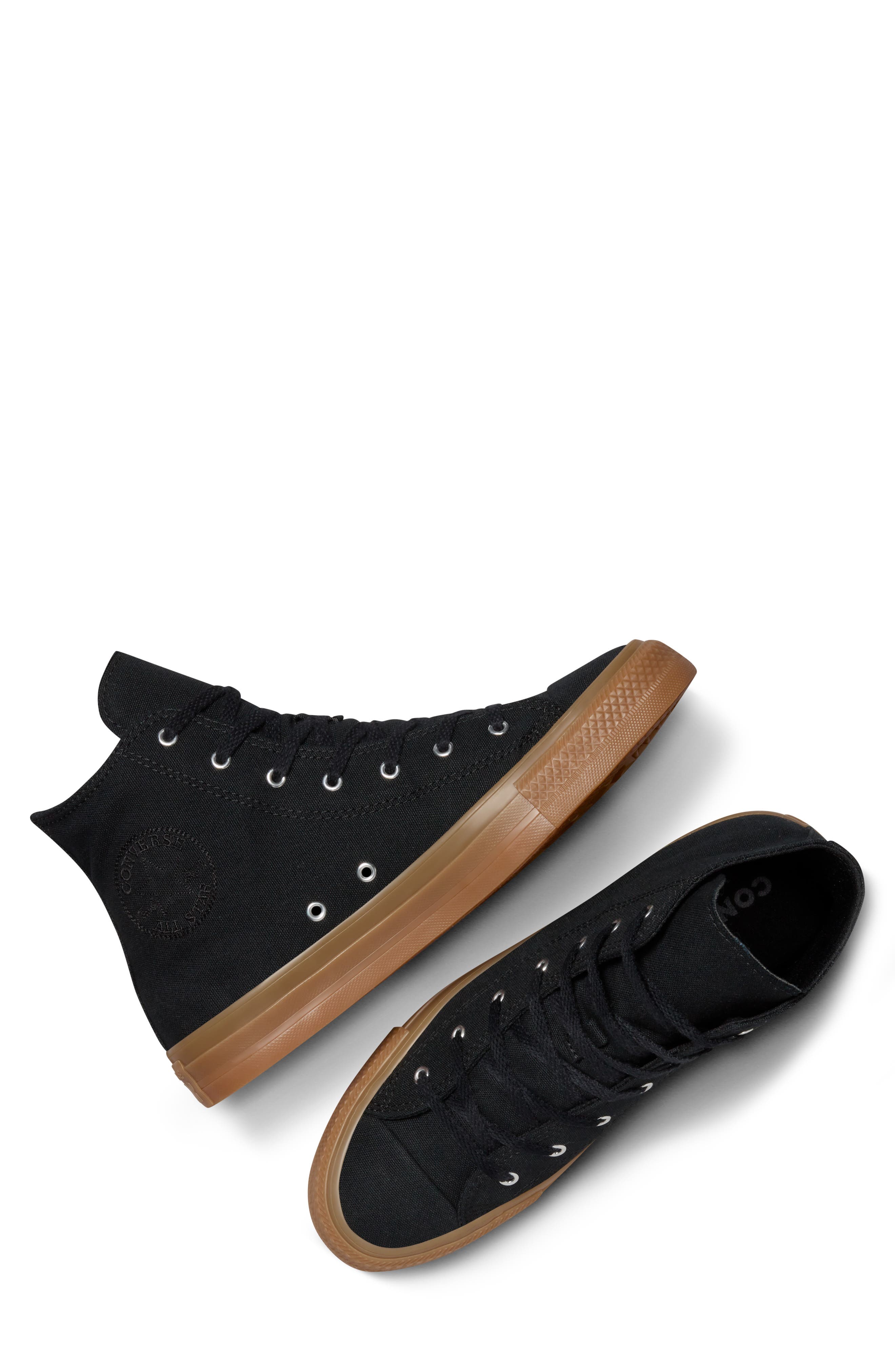 Converse Gender Inclusive Chuck Taylor<sup>®</sup> All Star<sup>®</sup> High Top Sneaker, Alternate, color, Black/ Black/ Gum