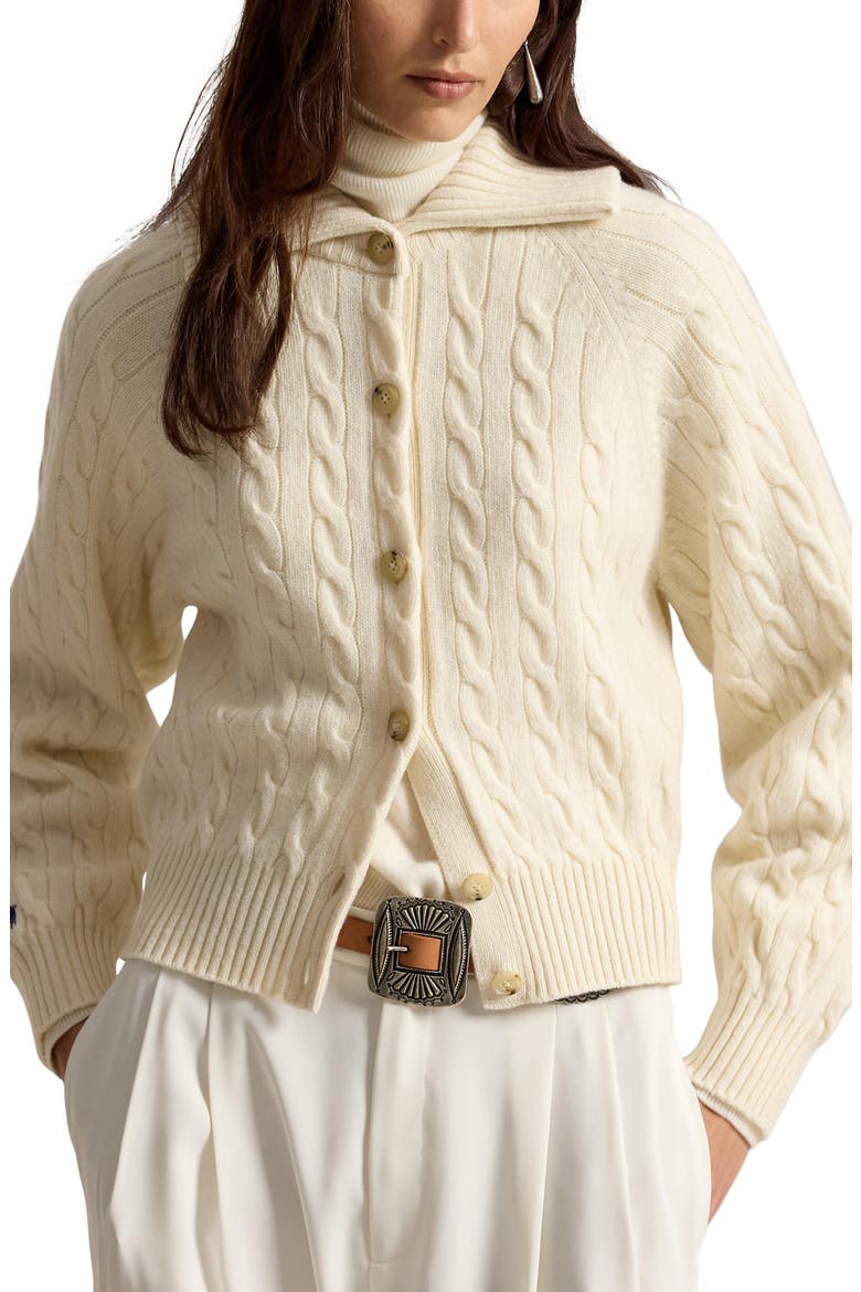 Cable Knit Cardigan, Main, color, WHITE