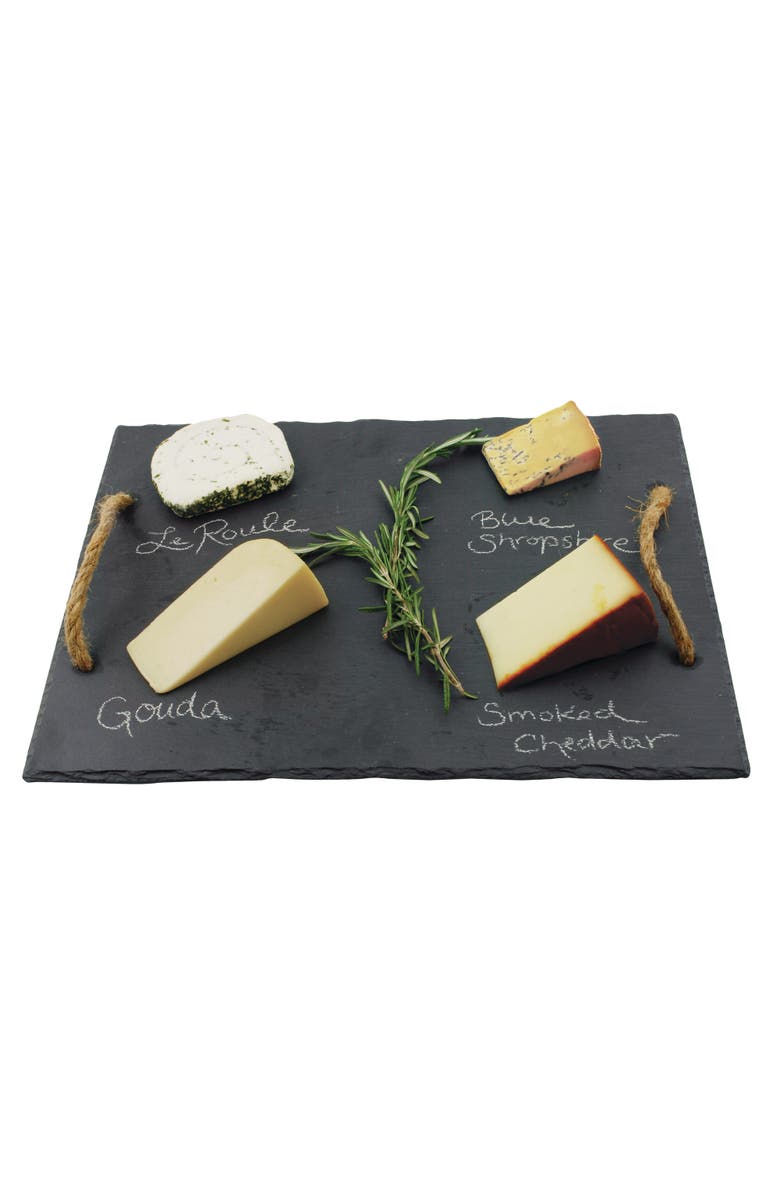 TWINE Slate Cheese Board with Rope Handles, Main, color, Black