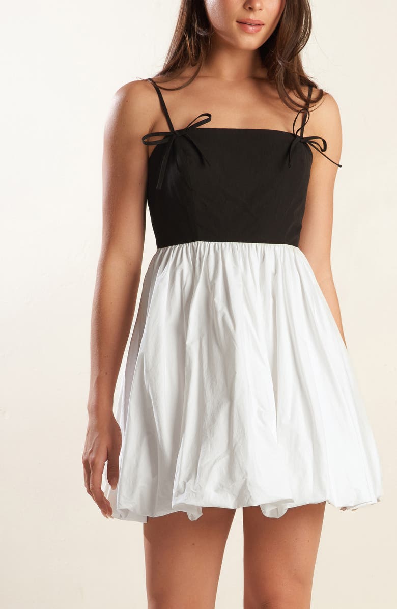 FREEMARKET Colorblock Bubble Hem Minidress, Alternate, color, White/ Black