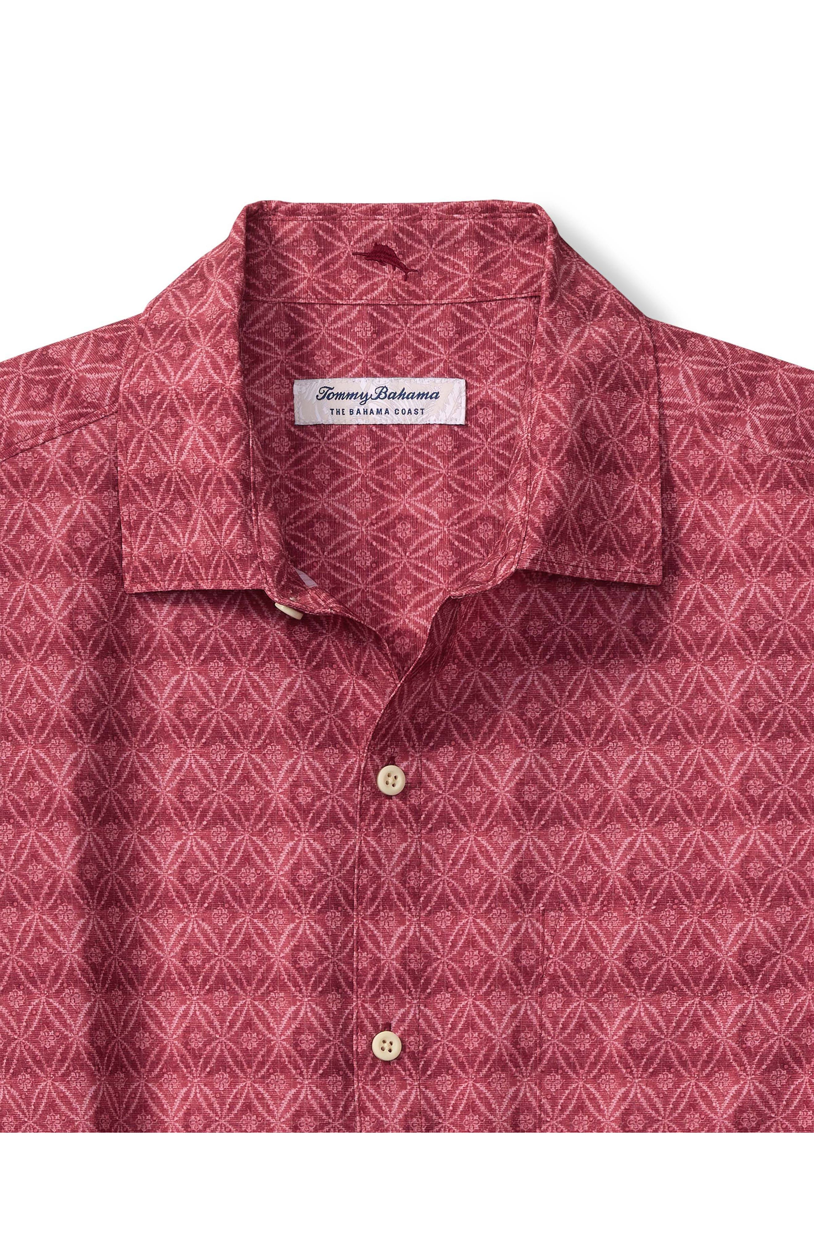 Bahama Coast Tile Isle Geo Print IslandZone Short Sleeve Button-Up Shirt - image 2