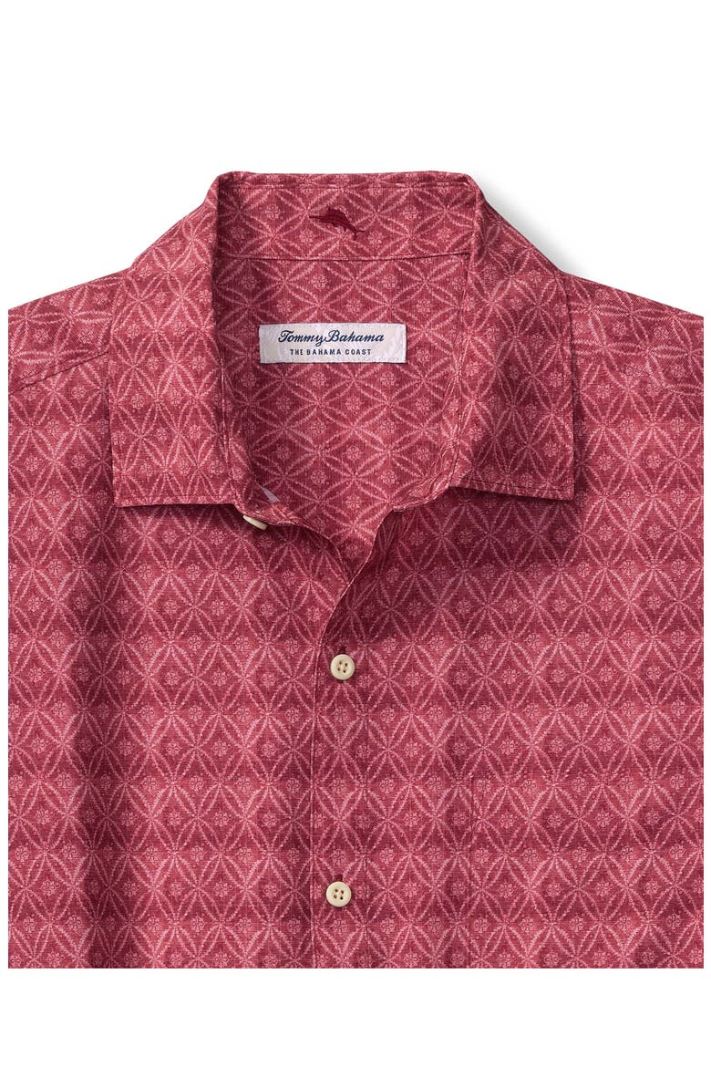 Bahama Coast Tile Isle Geo Print IslandZone® Short Sleeve Button-Up Shirt, Alternate, color, PLUM RAISIN