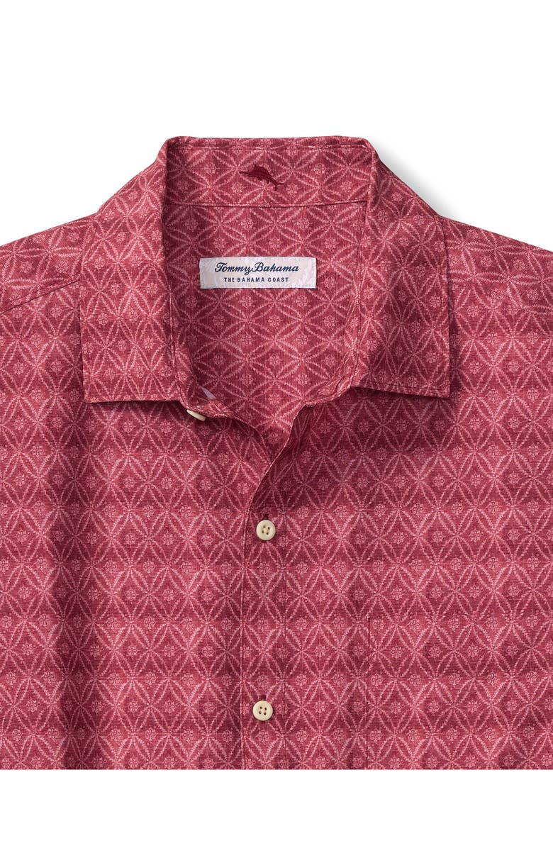 Tommy Bahama Bahama Coast Tile Isle Geo Print IslandZone<sup>®</sup> Short Sleeve Button-Up Shirt, Alternate, color, Plum Raisin