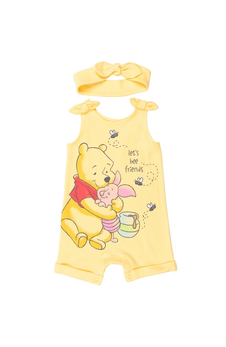 Disney Winnie the Pooh Toddler Girls' 2-Piece Sleeveless Romper and Headband Set, Main, color, Pooh Piglet Yellow