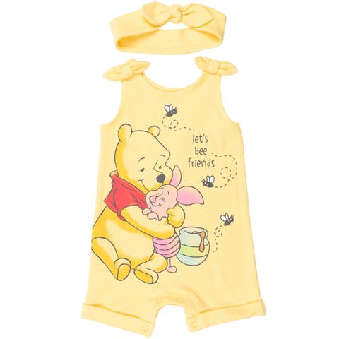 Winnie the Pooh Toddler Girls' 2-Piece Sleeveless Romper and Headband Set (Toddler & Little Kid)