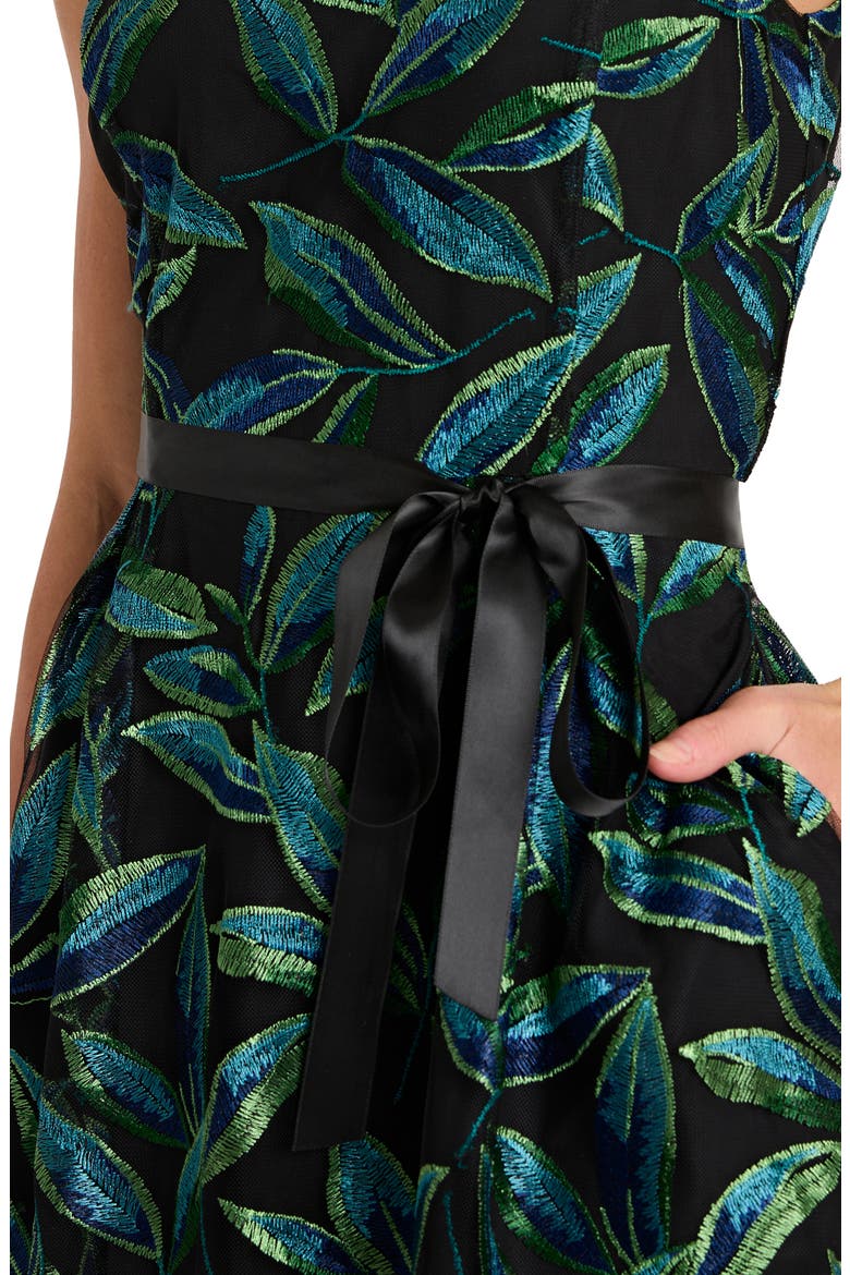 Embroidered Midi Dress, Alternate, color, BLACK JEWL TEAL