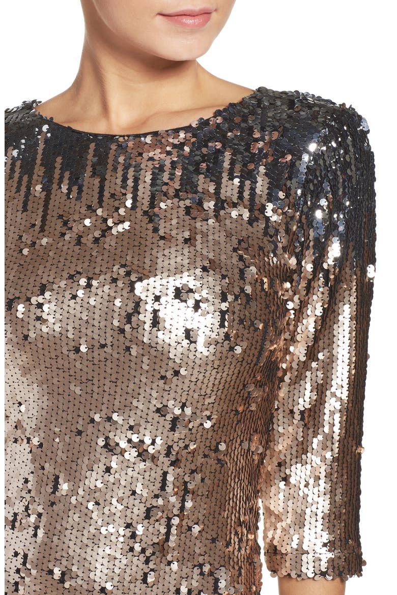 BB Dakota Elise Sequin Body-Con Dress, Alternate, color, CHAMPAGNE/ SILVER