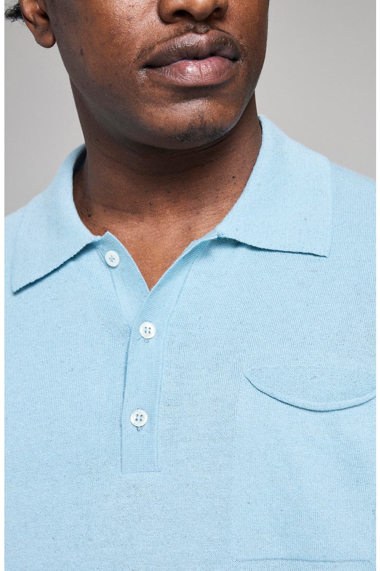 Cotton & Linen Blend Polo, Alternate, color, SKY BLUE