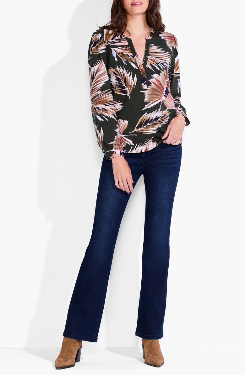 NZT by NIC+ZOE Frond Print Cotton Knit Popover Top, Alternate, color,