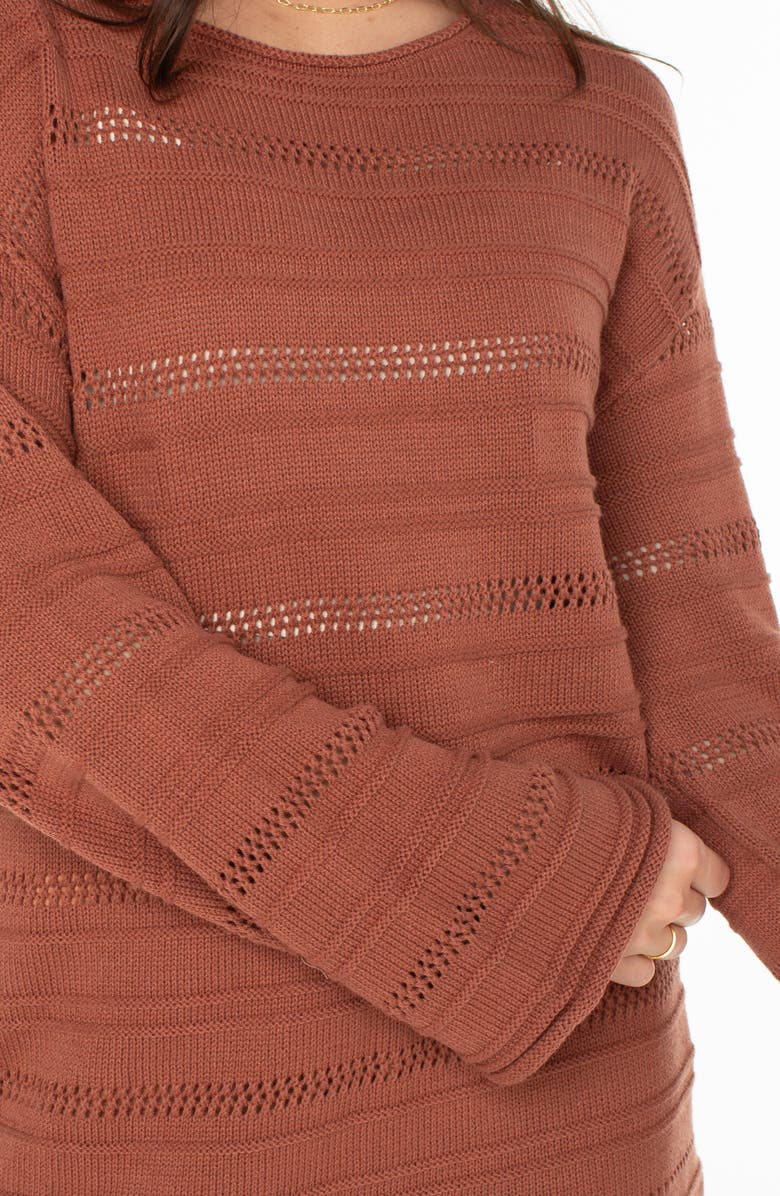 Roxy Bondi Sunset Long Sleeve Sweater Dress, Alternate, color, Russet