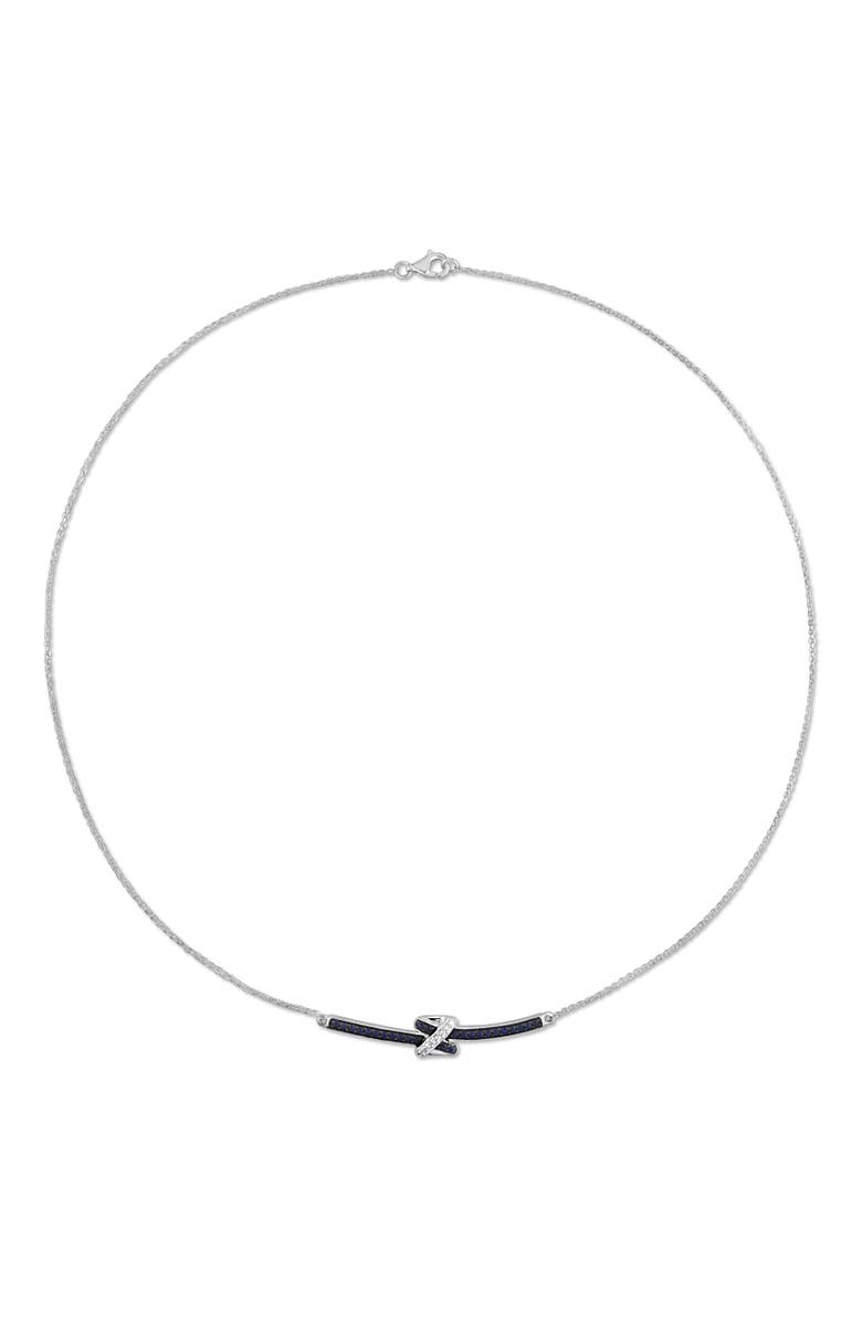 Julianna B. Sapphire & Diamond Bar Motif Necklace 14k, Alternate, color, Sapphire