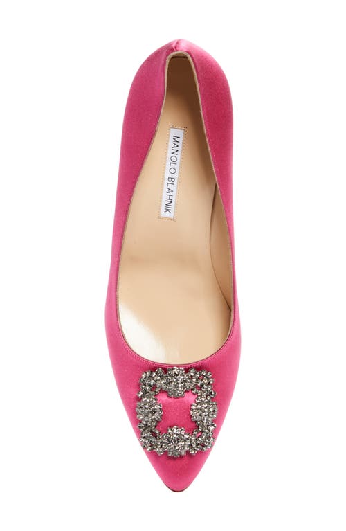 Manolo Blahnik Hangisi Crystal Buckle Pump In Dark Pink