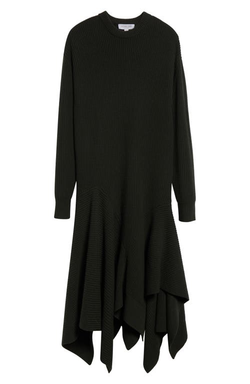 Michael Kors Collection Handkerchief Hem Long Sleeve Cashmere Rib Sweater Dress In Gray
